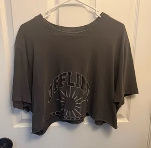 OFFLINE by Aerie Charcoal Dolphin Graphic Cropped Oversized T-Shirt thumbnail 1