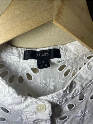 J. Crew White Eyelet Button-Front Dress thumbnail 3