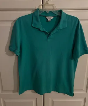 Calvin Klein Womens‎ Classic Fit Teal Polo Shirt Size M thumbnail 1