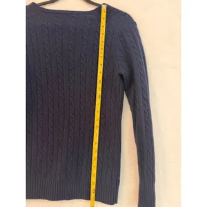 J.Crew Navy Blue Cable Knit Cardigan Merino Wool Angora Cashmere Blend‎ M thumbnail 6