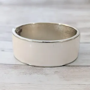 Cream Enamel Chunky Hinged Bracelet thumbnail 6