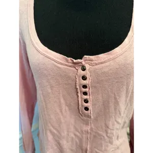 Anthropologie Pilcro Sustainable Scoop Neck Henley Top Slub Knit Linen Blend thumbnail 4