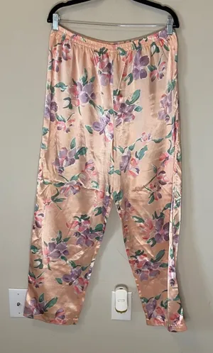 Victoria’s Secret Gold Label Pink Floral Pajama PJ Pants Size Large Vintage thumbnail 1