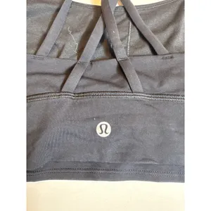 lululemon Energy Longline Bra Black Strappy Criss Cross Back Medium Support Sz 6 thumbnail 3
