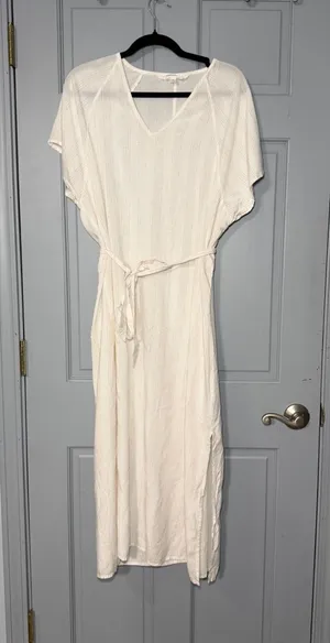 summersalt Cream V‑Neck swimsuit cover up Maxi Dress with Tie Waist bathing suit thumbnail 1
