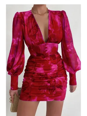 RUNAWAY THE LABEL LITSA DRESS PINK Rose Mini Long Sleeve Floral Size Large L thumbnail 8