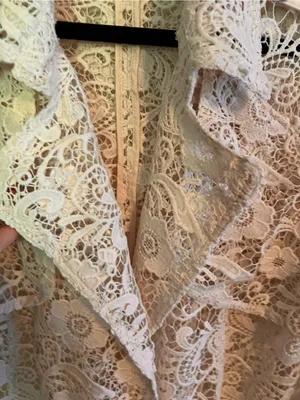 Chico's Cream Lace Longline Trench Coat Sz 2 Chicos sizing thumbnail 6