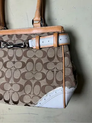 Coach Signature Hampton Buckle Belted Satchel Y2K Blue Leather Jacquard Bag thumbnail 12