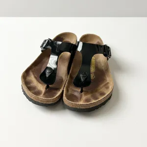Birkenstock Gizeh Birko-Flor Patent Black Sandals Size 42 US 11 thumbnail 2