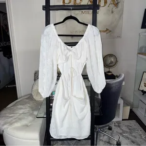 SABO Anita White Textured Long Sleeve Open Back Mini Dress Womens Large thumbnail 7
