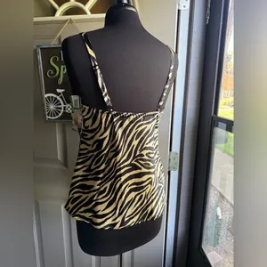 NOS vintage Y2K Cinema Etoile Intimates zebra print lace trim cami, size large thumbnail 8
