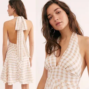 Free People Do The Twist Gingham Halter Mini Dress Tea Size‎ 2 NWT thumbnail 14