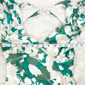 ASTR‎ the Label Velvet Burnout Midi Dress XS Green Floral Open Back Thigh Slit thumbnail 12