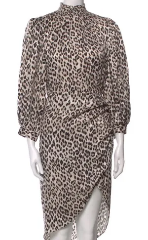 Alice + Olivia Jerilyn Shirred Leopard-Print Cupro-Blend Jacquard Dress thumbnail 1