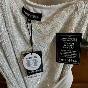 Retrofête Ella Sequin One Shoulder Mini Dress Moonglow White M NWT thumbnail 12