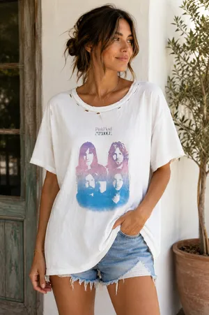 Vintage Canvas Pink Floyd Meddle Gradient Graphic Distressed Raw Edge T-Shirt thumbnail 1