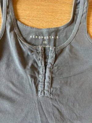 Dusty Blue Henley Tank Top thumbnail 2