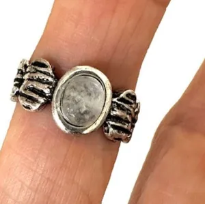 Silver tone clear stone ring thumbnail 1