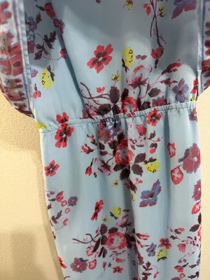 Vera Wang Light Blue Floral Dress thumbnail 7