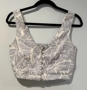Madewell Linen Vest Crop Top 00 Floral Tropical Coastal Festival Travel Vaction thumbnail 1