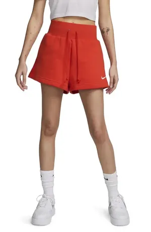 Nike Women's phoenix fleece knit shorts rust orange thumbnail 1