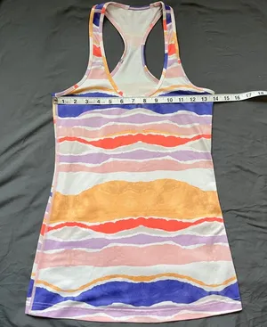 Lululemon Multicolor Striped Racerback Cotton Tank Top Scoop Neck Women XS thumbnail 1