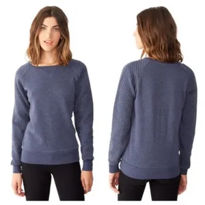Alternative Terry Quilted Pullover Blue XS S Knit Sweatshirt Crew Neck thumbnail 2