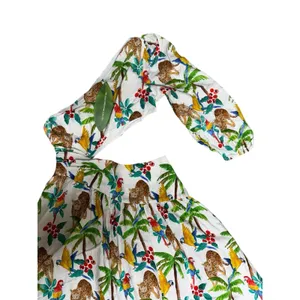 Farm Rio Tropical‎ Paradise One Shoulder Cut Out Midi Dress Women's Size Large thumbnail 3