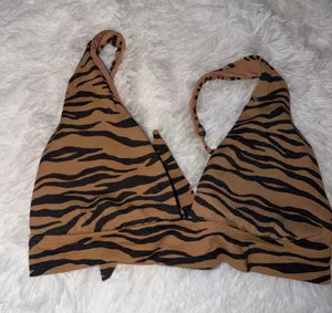 Aerie Animal-Print Swim Top - Brown/Black thumbnail 1