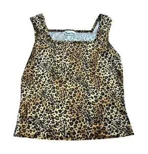 Rave City Tank Top Y2K Leopard Print Velvet Square Neck Brown Small‎ thumbnail 1