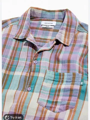 Urban Outfitters Multicolor Pastel Plaid Button-Down Shirt thumbnail 2