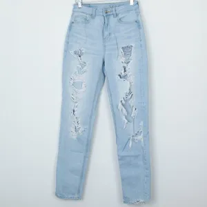 American Eagle Straight Taper Distressed Mom Jeans‎ Women's Size 00 Long thumbnail 2