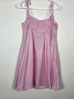 Astr Pink Tie-Shoulder Mini Dress with Ruched Bodice Size M 100% Viscose thumbnail 7