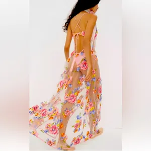 For Love & Lemons Embroidered Maxi Detailed Floral Appliqué NWT Size XS NWT thumbnail 3