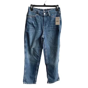 Free People Chloe Baby Barrel Jeans Women XS Blue Boho Elastic‎ Back Distressed thumbnail 4