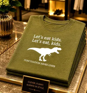 Dinosaur Print T Shirt Short Sleeve Crew Neck Lets Eat Kids Funny 8/10 thumbnail 1