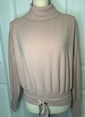 Sweaty Betty Harmonise Luxe Fleece Pullover S Pink Roll Neck‎ Drawstring Italy thumbnail 1