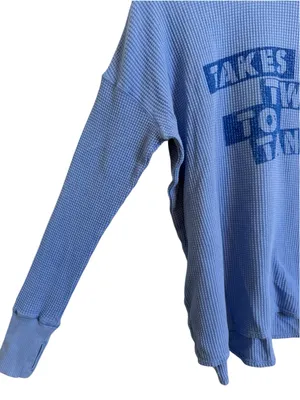 Offline by Aerie NWT Takes Two to Tango Oversized Waffle Thermal Top Blue XS thumbnail 2