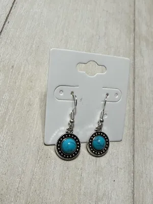 Handmade Earrings Teal Dangel thumbnail 2