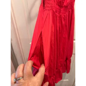 Daily Practice Anthropologie Tiered High Low Dress Pink Smocked Waist XL Pockets thumbnail 3
