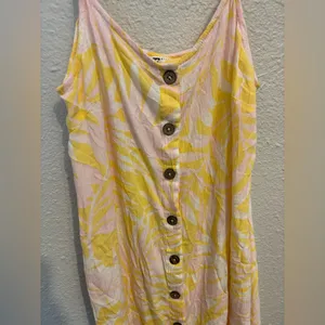 Billabong Yellow and Pink Tropical Button-Front Sundress thumbnail 2