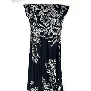 Soma Intimates Black White‎ Floral Maxi Dress Empire Waist V-Neck Size Small thumbnail 6