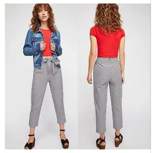 Free People West Side Tie Capri Pants Size 0 Green Gingham Retro Pinup Vintage thumbnail 3