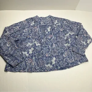 Sundry SZ 3 Large 12 Wild Floral Henley Purple Blouse Boho Top Women Long Sleeve thumbnail 10