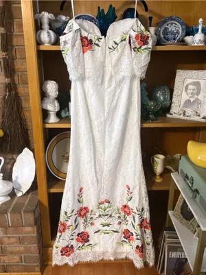 The Clothing Company Floral Embroidered Lace Off Shoulder Dress Size L thumbnail 3