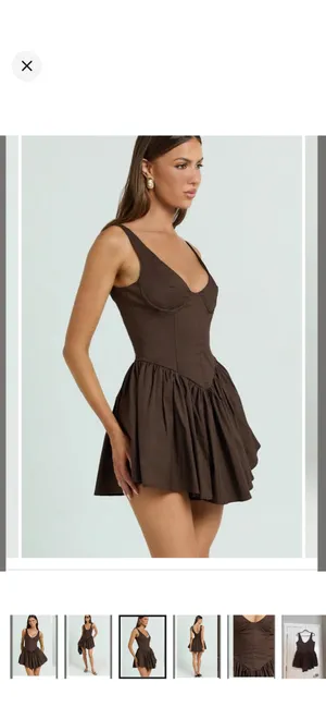 New Showpo Ashlyn Mini Dress in Chocolate Brown Size 12 L thumbnail 4