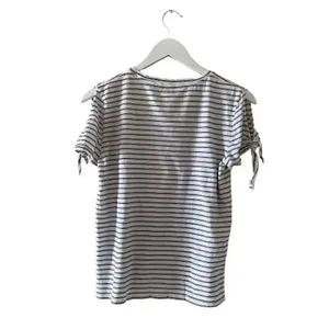 J Crew Black White Stripes Cold Shoulder Round Neck Short Sleeves Tshirt S #1707 thumbnail 6