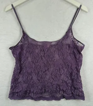 Victoria's Secret Purple Floral Lace Camisole Spaghetti Strap Vintage USA Large‎ thumbnail 1