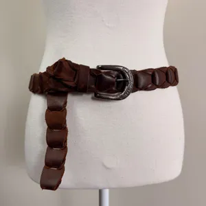 Levi Strauss & Co Brown Braided Genuine Leather Belt 34 85 Silver Buckle 3560 thumbnail 1