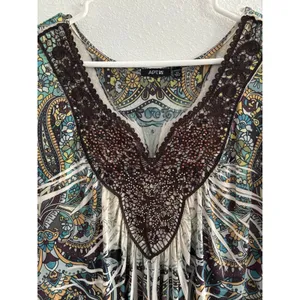 Apt 9 Dress‎ Womens 2XL Green Brown Babydoll Fairy Rhinestone Stretch Bohemian thumbnail 3